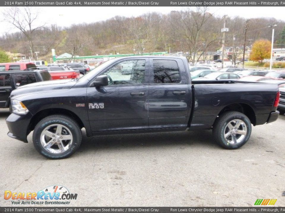 2014 Ram 1500 Tradesman Quad Cab 4x4 Maximum Steel Metallic / Black/Diesel Gray Photo #2