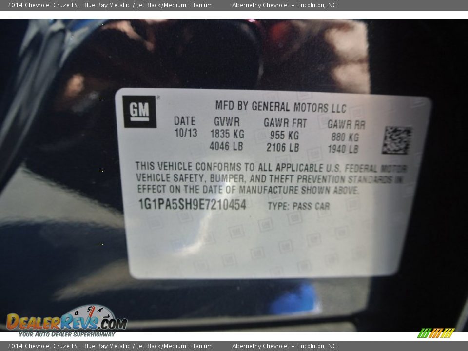 2014 Chevrolet Cruze LS Blue Ray Metallic / Jet Black/Medium Titanium Photo #9