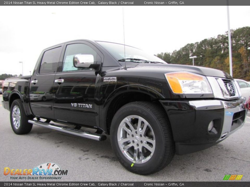 Front 3/4 View of 2014 Nissan Titan SL Heavy Metal Chrome Edition Crew Cab Photo #7