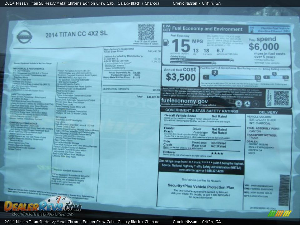 2014 Nissan Titan SL Heavy Metal Chrome Edition Crew Cab Window Sticker Photo #15