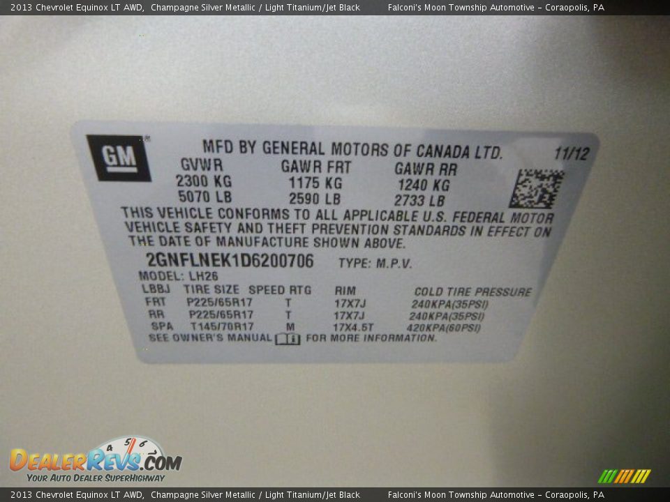 2013 Chevrolet Equinox LT AWD Champagne Silver Metallic / Light Titanium/Jet Black Photo #23