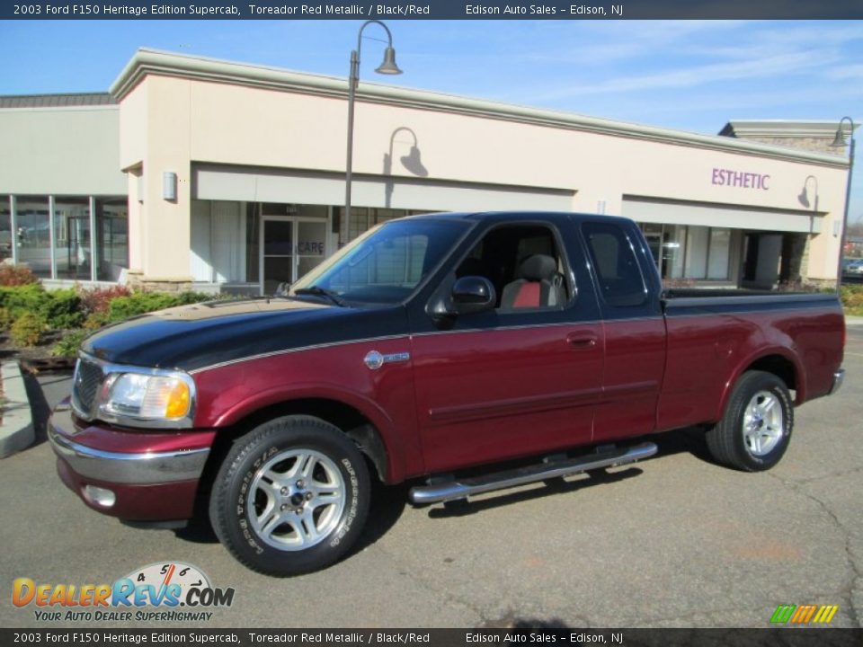 2003 Ford F150 Heritage Edition Supercab Toreador Red Metallic / Black/Red Photo #2