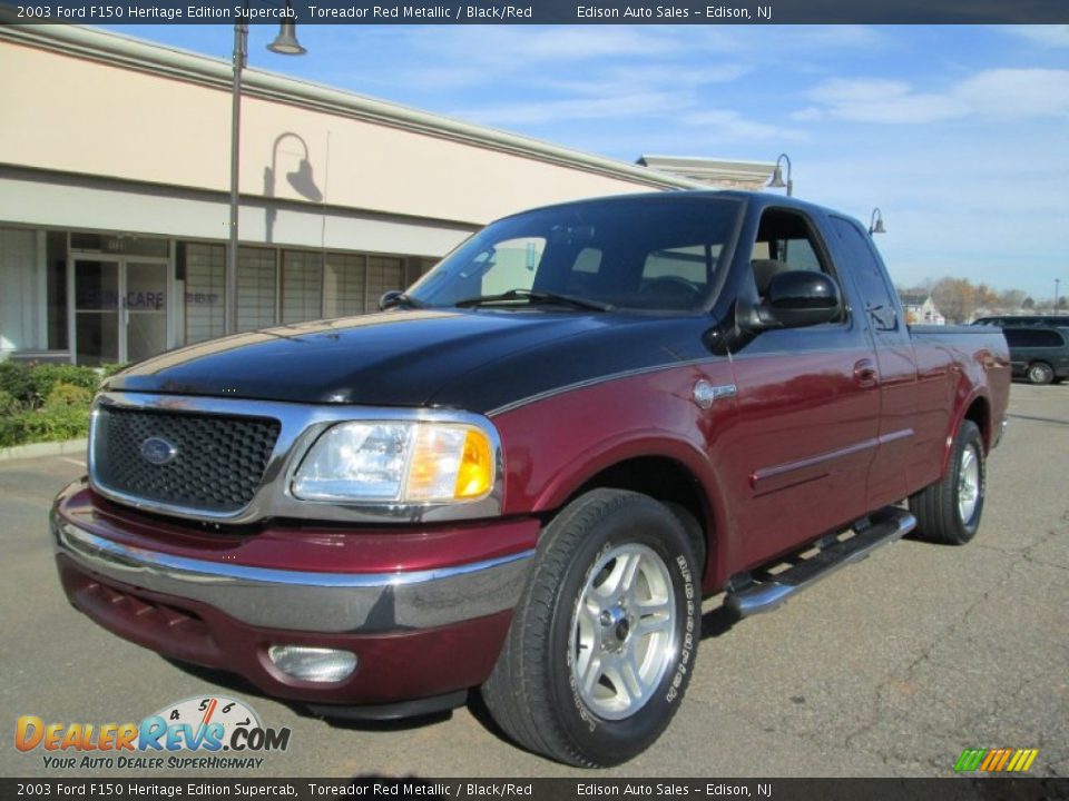2003 Ford F150 Heritage Edition Supercab Toreador Red Metallic / Black/Red Photo #3