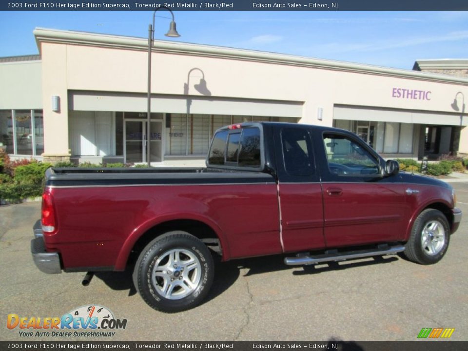 2003 Ford F150 Heritage Edition Supercab Toreador Red Metallic / Black/Red Photo #9