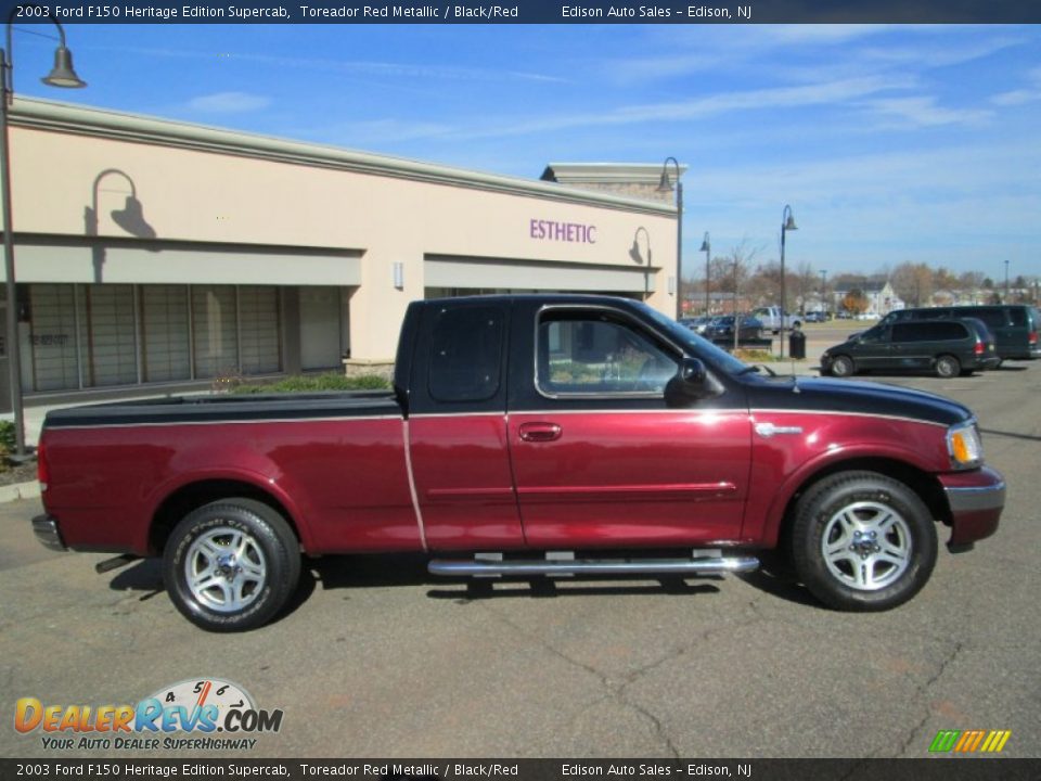 2003 Ford F150 Heritage Edition Supercab Toreador Red Metallic / Black/Red Photo #10