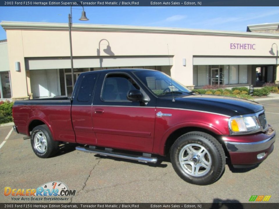2003 Ford F150 Heritage Edition Supercab Toreador Red Metallic / Black/Red Photo #11