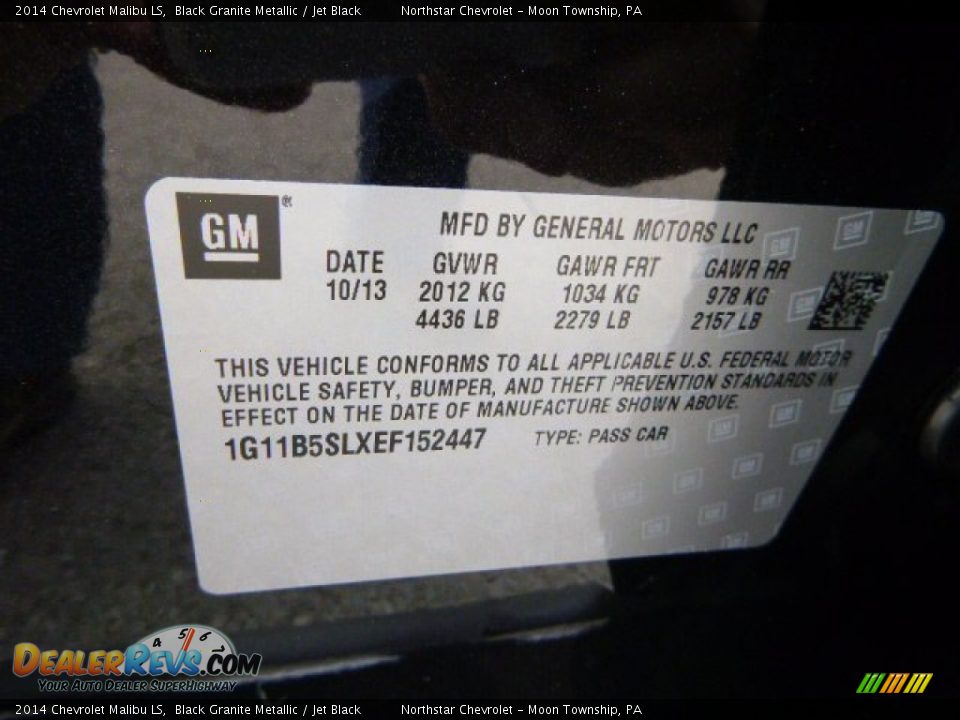 2014 Chevrolet Malibu LS Black Granite Metallic / Jet Black Photo #19