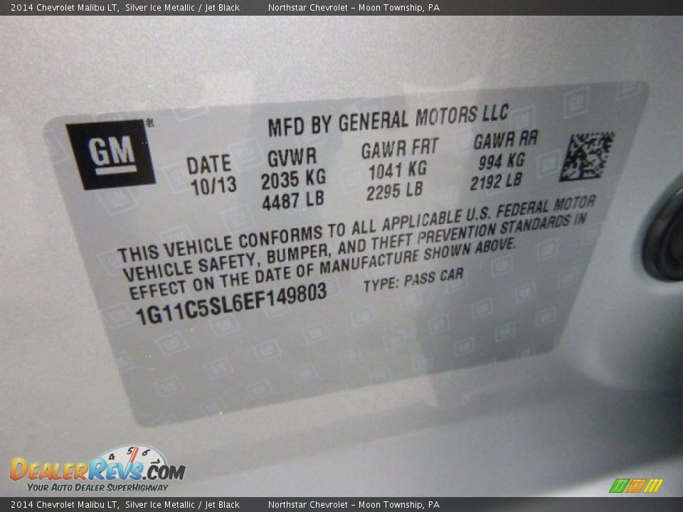 2014 Chevrolet Malibu LT Silver Ice Metallic / Jet Black Photo #18