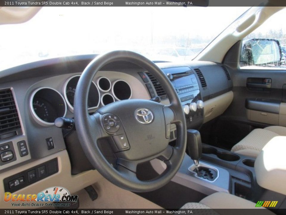 2011 Toyota Tundra SR5 Double Cab 4x4 Black / Sand Beige Photo #12