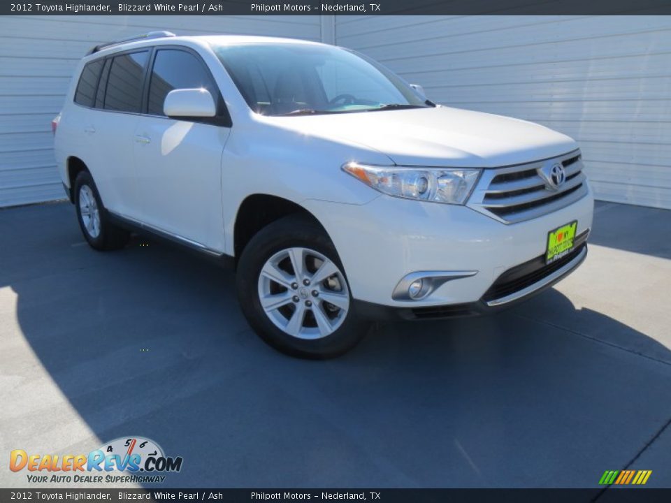 2012 Toyota Highlander Blizzard White Pearl / Ash Photo #1