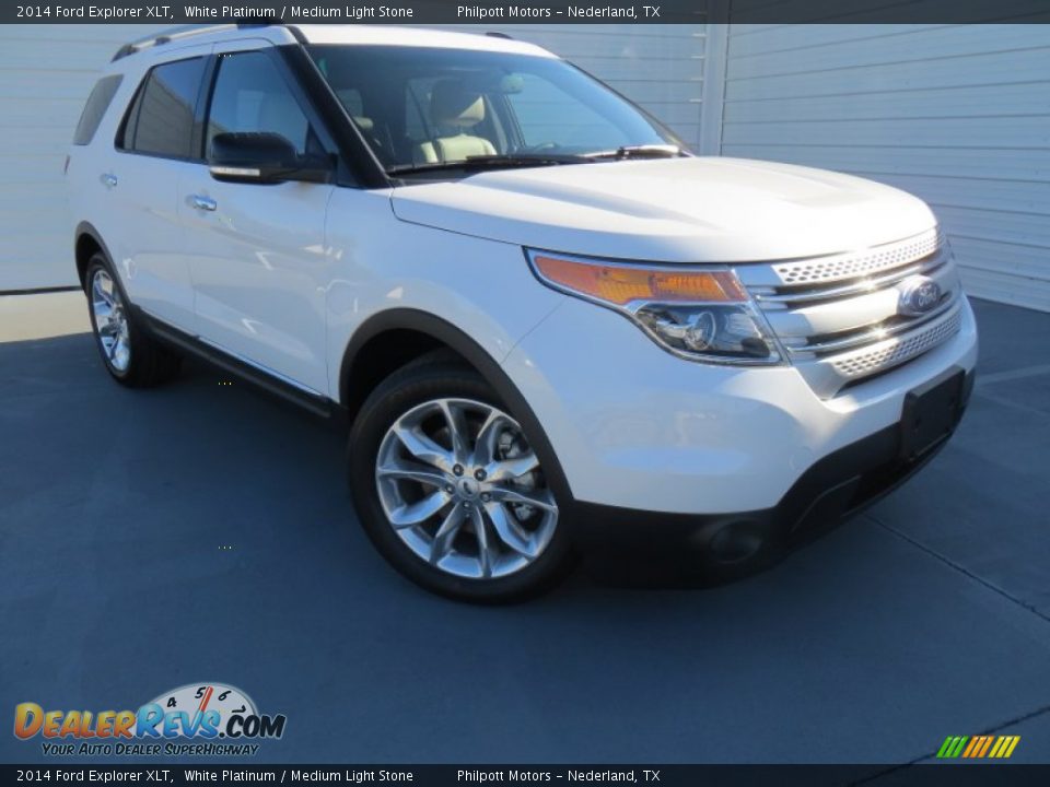 2014 Ford Explorer XLT White Platinum / Medium Light Stone Photo #2