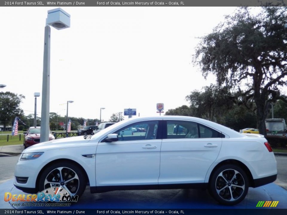 2014 Ford Taurus SEL White Platinum / Dune Photo #2