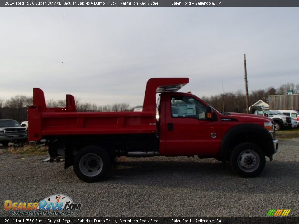 2014 Ford F550 Super Duty XL Regular Cab 4x4 Dump Truck Vermillion Red / Steel Photo #1