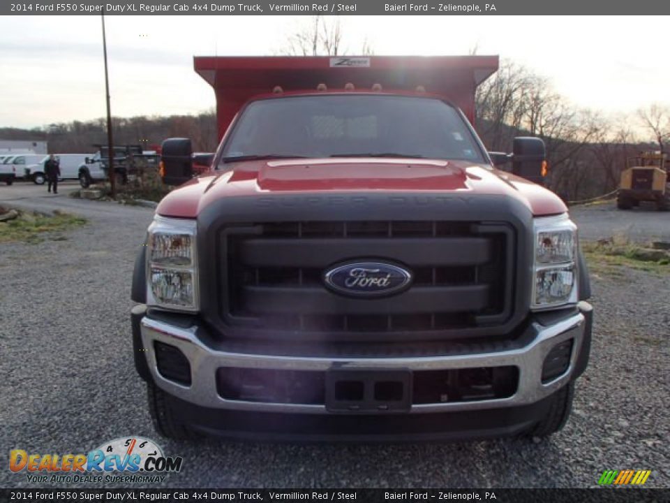 2014 Ford F550 Super Duty XL Regular Cab 4x4 Dump Truck Vermillion Red / Steel Photo #3