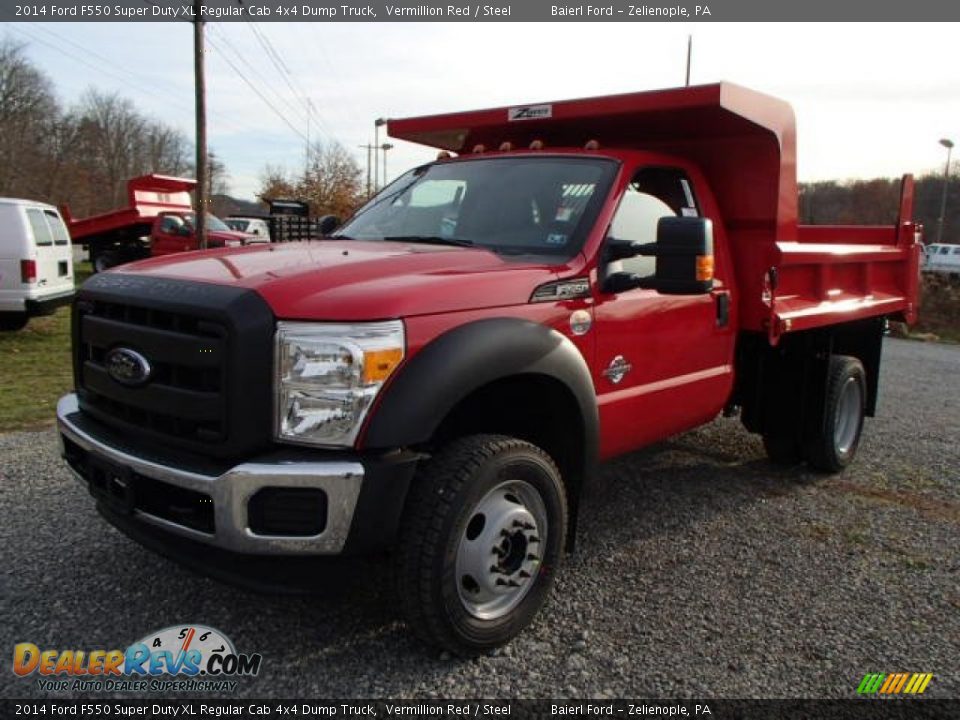 2014 Ford F550 Super Duty XL Regular Cab 4x4 Dump Truck Vermillion Red / Steel Photo #4