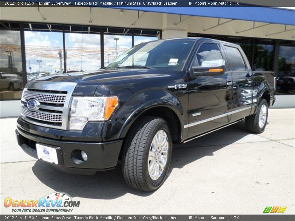 2012 Ford F150 Platinum SuperCrew Tuxedo Black Metallic / Platinum Steel Gray/Black Leather Photo #1