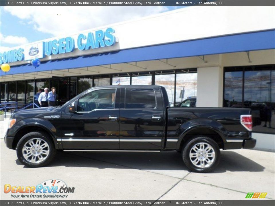 2012 Ford F150 Platinum SuperCrew Tuxedo Black Metallic / Platinum Steel Gray/Black Leather Photo #2