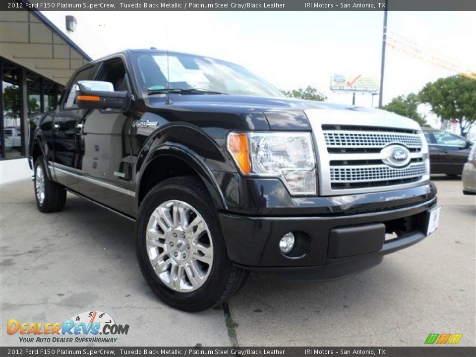 2012 Ford F150 Platinum SuperCrew Tuxedo Black Metallic / Platinum Steel Gray/Black Leather Photo #7