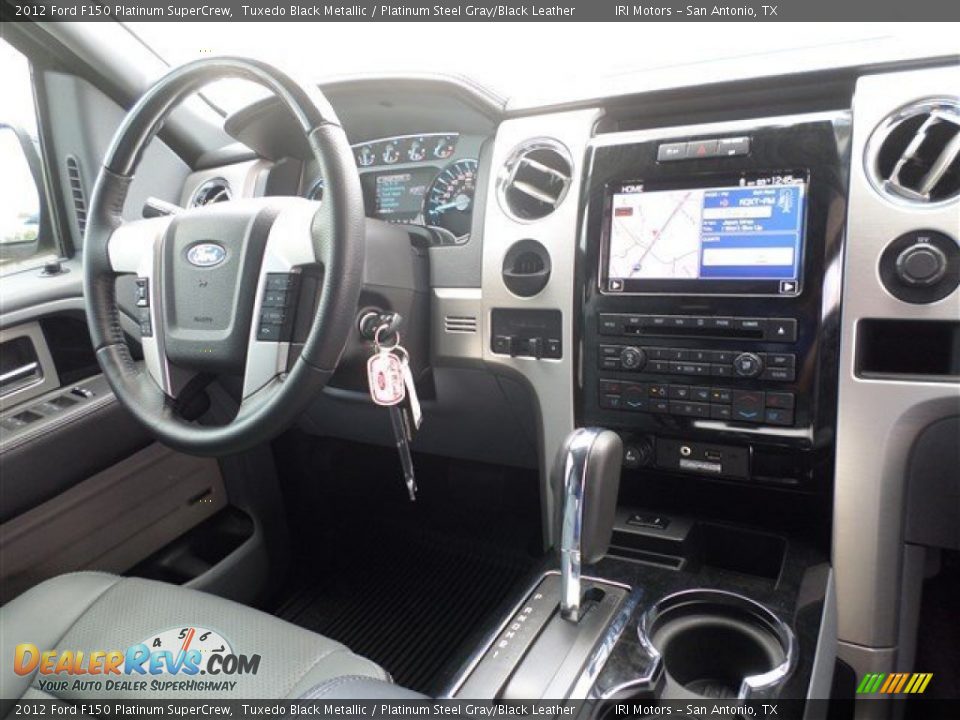 2012 Ford F150 Platinum SuperCrew Tuxedo Black Metallic / Platinum Steel Gray/Black Leather Photo #14