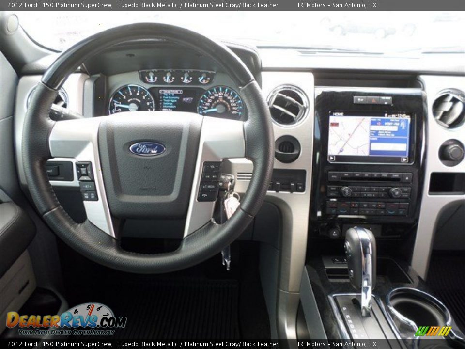 2012 Ford F150 Platinum SuperCrew Tuxedo Black Metallic / Platinum Steel Gray/Black Leather Photo #15