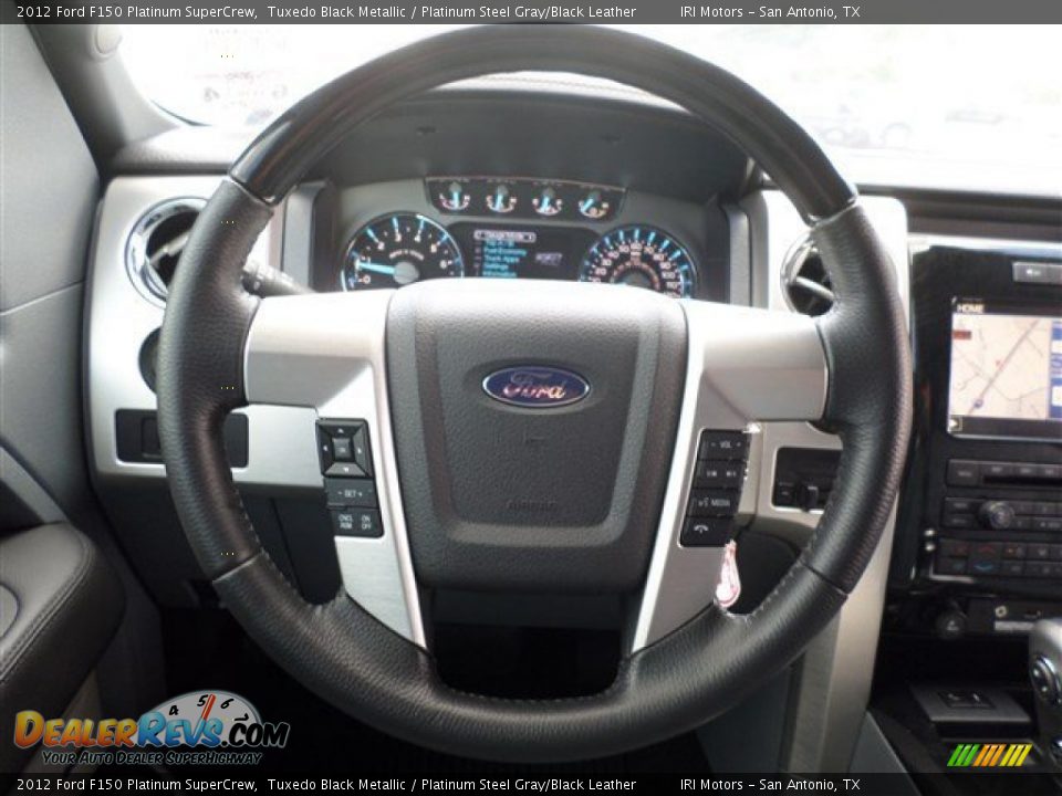 2012 Ford F150 Platinum SuperCrew Tuxedo Black Metallic / Platinum Steel Gray/Black Leather Photo #16