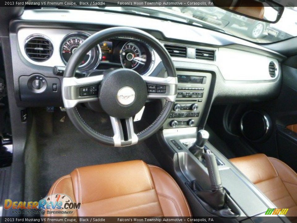 2013 Ford Mustang V6 Premium Coupe Black / Saddle Photo #16
