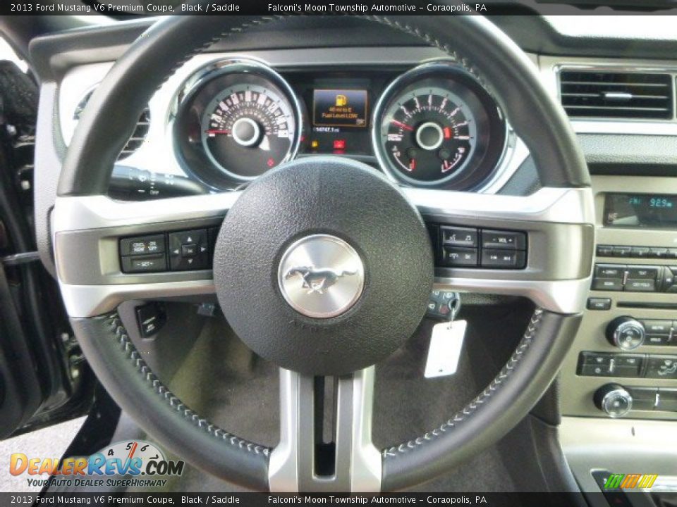2013 Ford Mustang V6 Premium Coupe Black / Saddle Photo #21