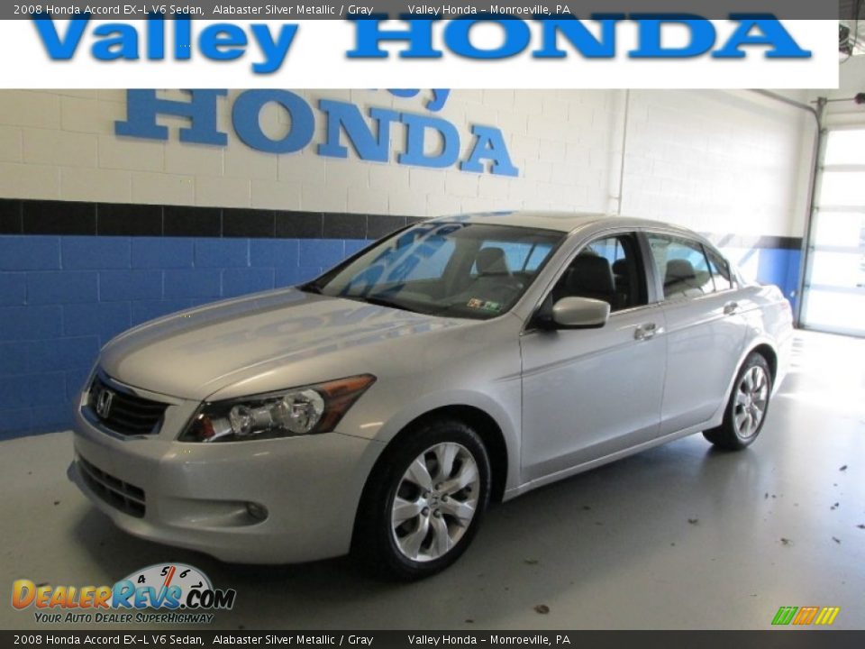 2008 Honda Accord EX-L V6 Sedan Alabaster Silver Metallic / Gray Photo #1