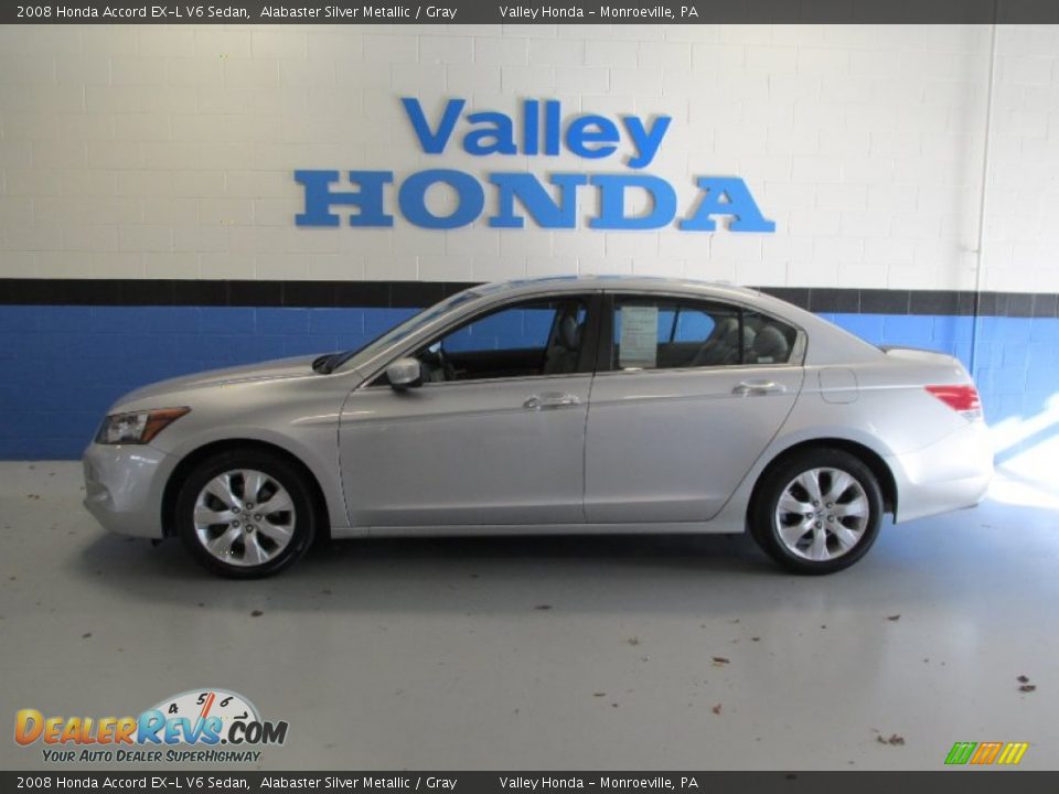 2008 Honda Accord EX-L V6 Sedan Alabaster Silver Metallic / Gray Photo #2