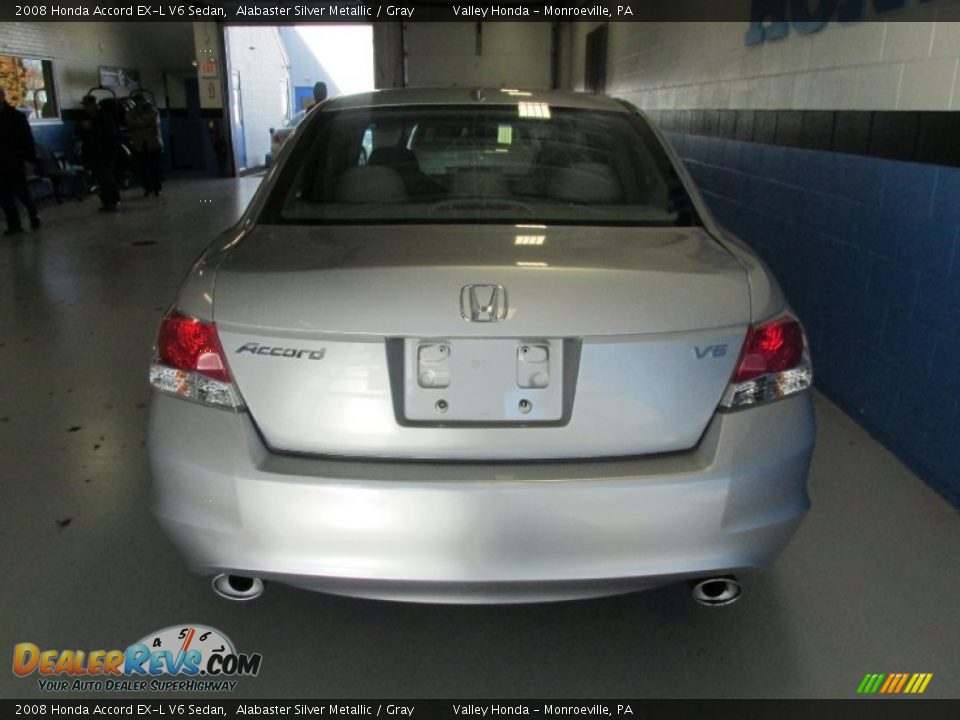 2008 Honda Accord EX-L V6 Sedan Alabaster Silver Metallic / Gray Photo #4