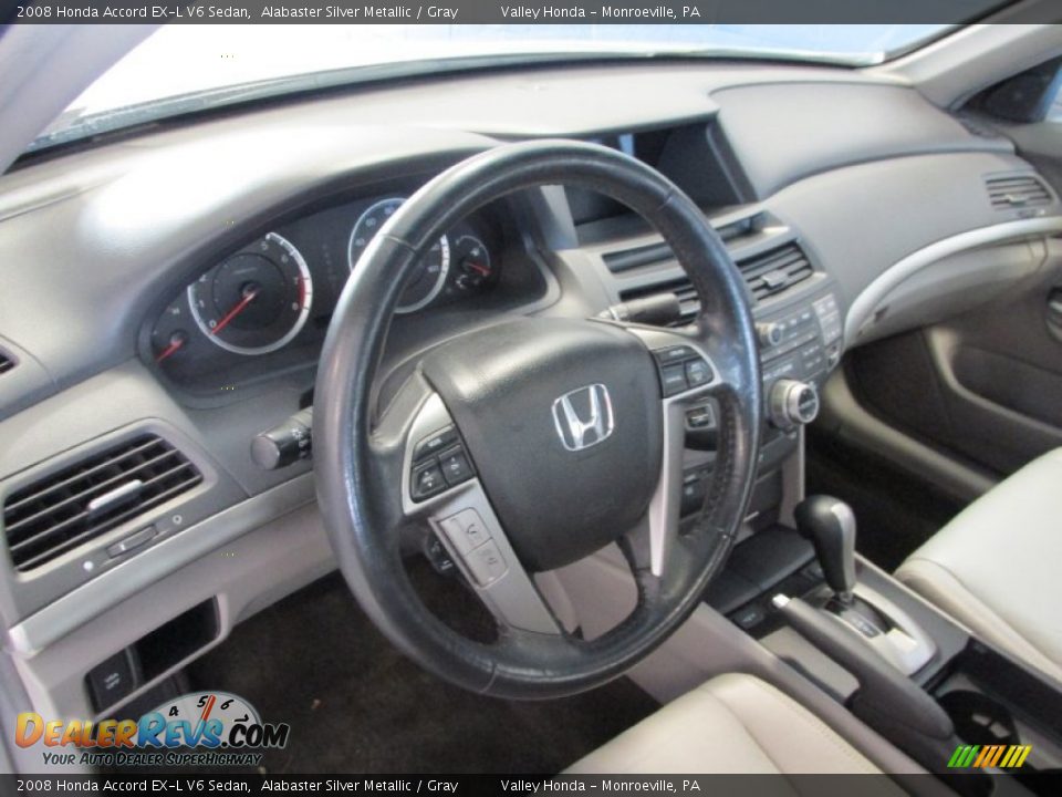 2008 Honda Accord EX-L V6 Sedan Alabaster Silver Metallic / Gray Photo #11
