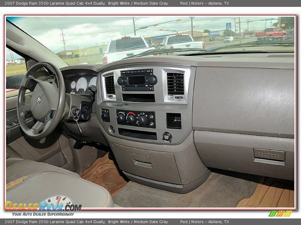 2007 Dodge Ram 3500 Laramie Quad Cab 4x4 Dually Bright White / Medium Slate Gray Photo #34