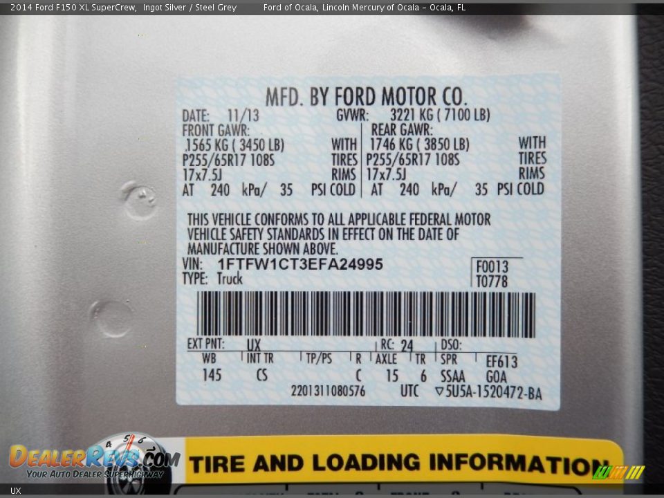 Ford Color Code UX Ingot Silver
