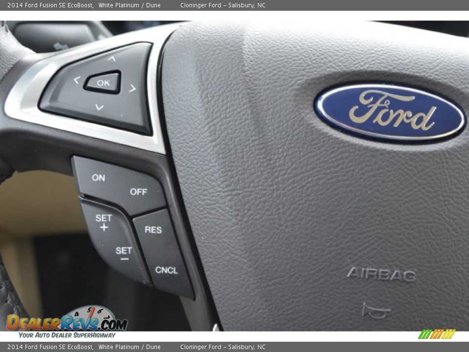 2014 Ford Fusion SE EcoBoost White Platinum / Dune Photo #28