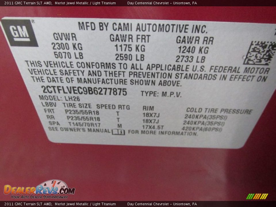 2011 GMC Terrain SLT AWD Merlot Jewel Metallic / Light Titanium Photo #19