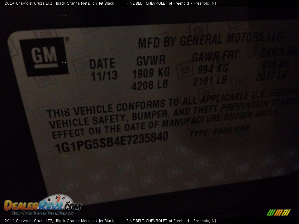 2014 Chevrolet Cruze LTZ Black Granite Metallic / Jet Black Photo #9