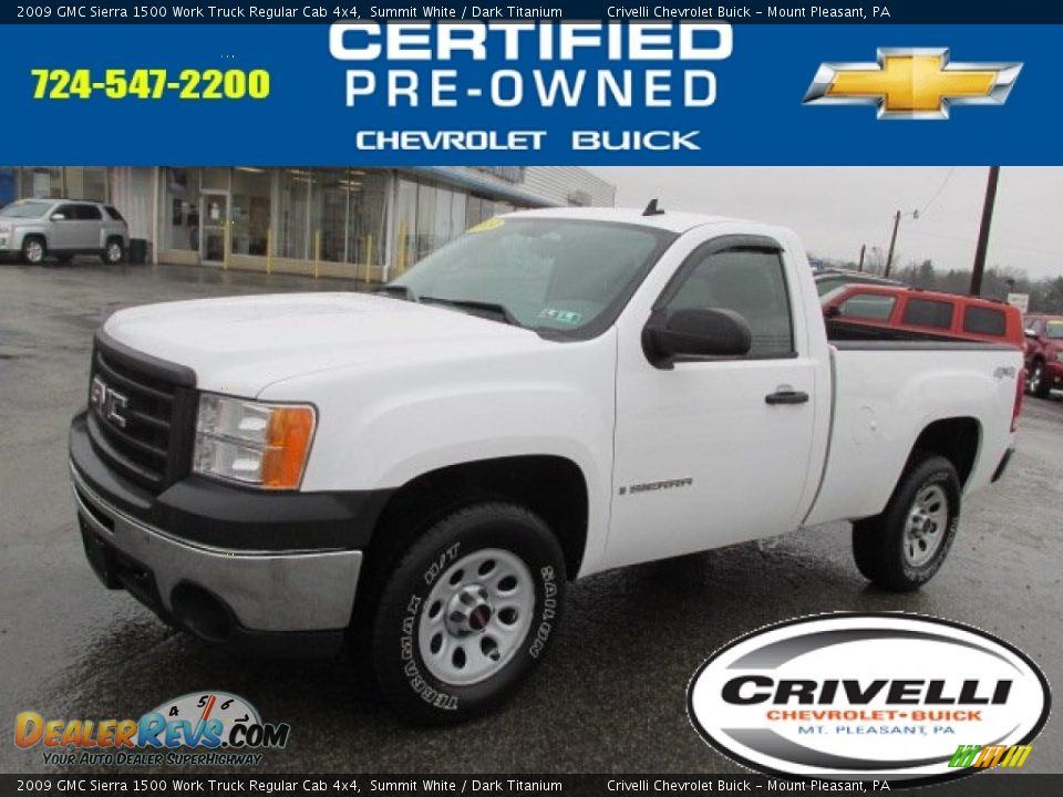 2009 GMC Sierra 1500 Work Truck Regular Cab 4x4 Summit White / Dark Titanium Photo #1