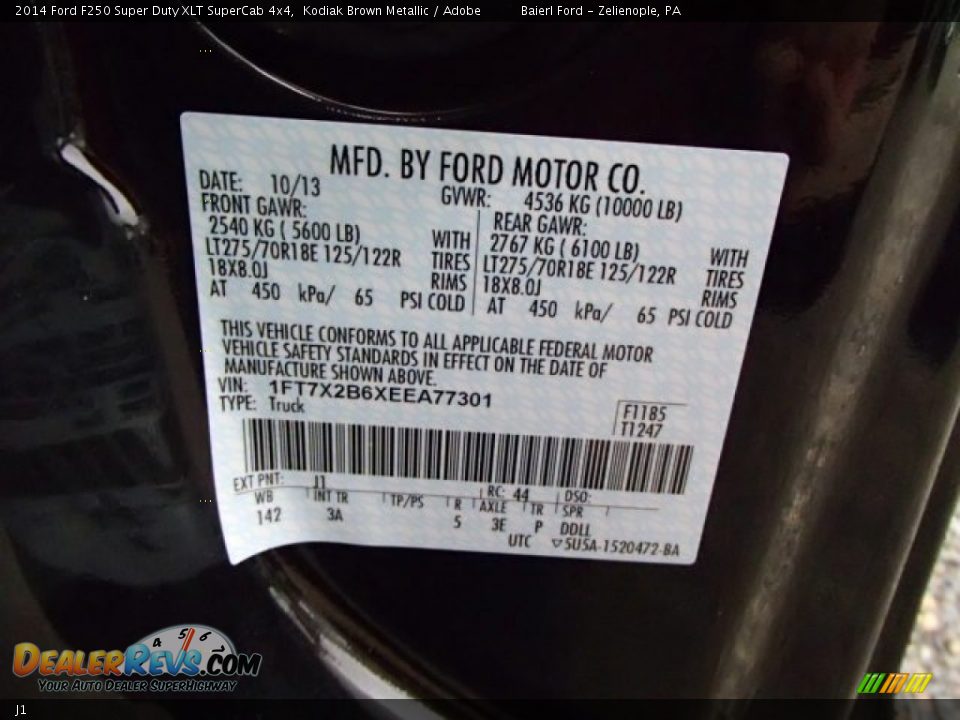 Ford Color Code J1 Kodiak Brown Metallic
