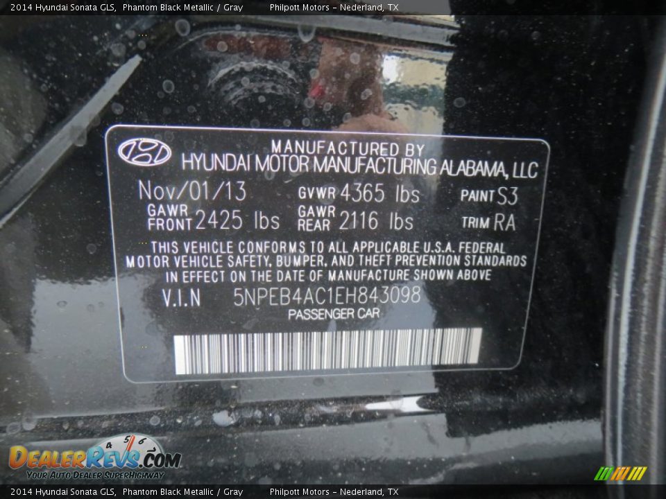 2014 Hyundai Sonata GLS Phantom Black Metallic / Gray Photo #29