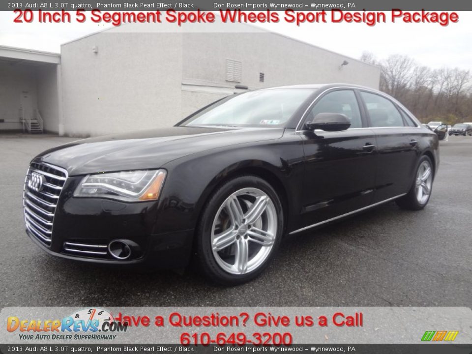 2013 Audi A8 L 3.0T quattro Phantom Black Pearl Effect / Black Photo #7