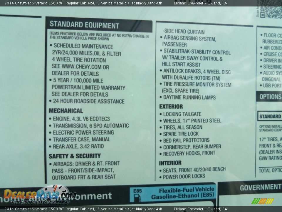 2014 Chevrolet Silverado 1500 WT Regular Cab 4x4 Silver Ice Metallic / Jet Black/Dark Ash Photo #14