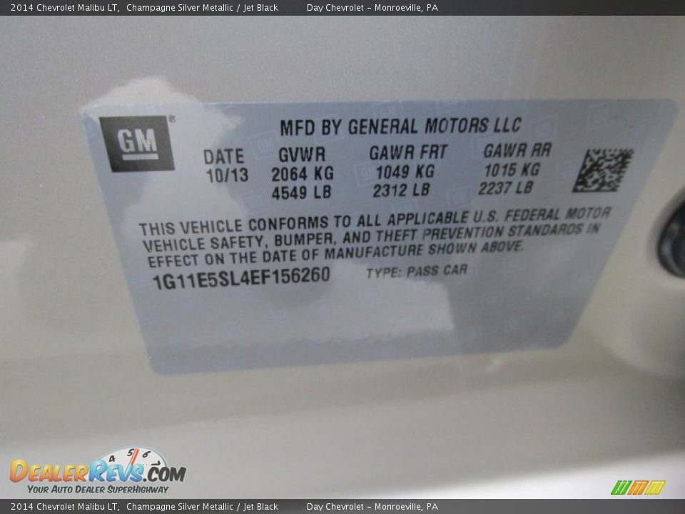 2014 Chevrolet Malibu LT Champagne Silver Metallic / Jet Black Photo #19