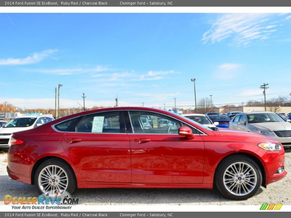 2014 Ford Fusion SE EcoBoost Ruby Red / Charcoal Black Photo #2