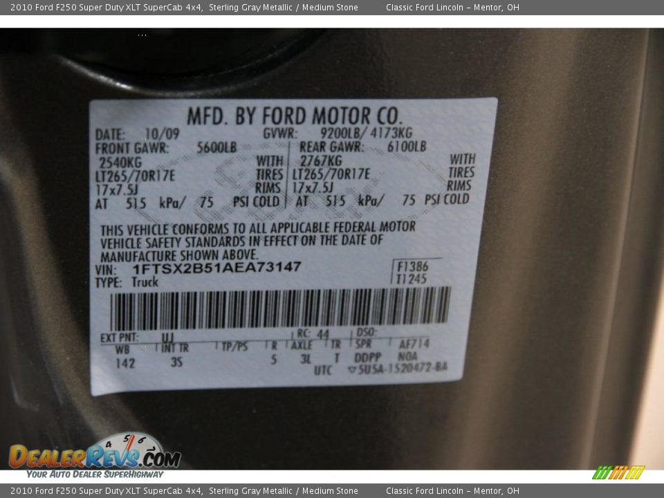 2010 Ford F250 Super Duty XLT SuperCab 4x4 Sterling Gray Metallic / Medium Stone Photo #19