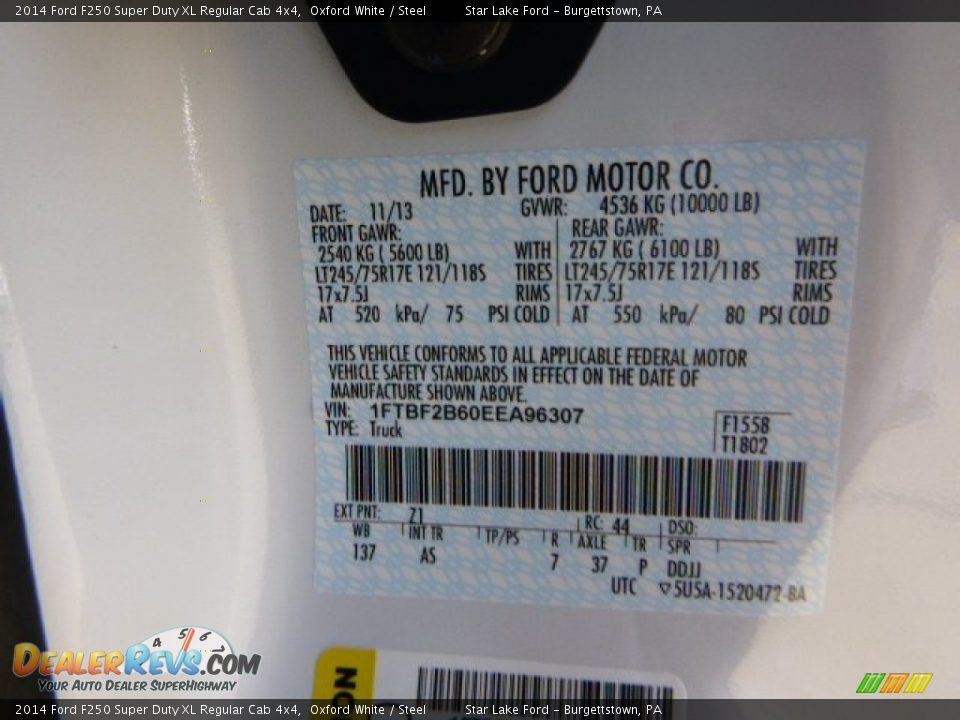 2014 Ford F250 Super Duty XL Regular Cab 4x4 Oxford White / Steel Photo #20