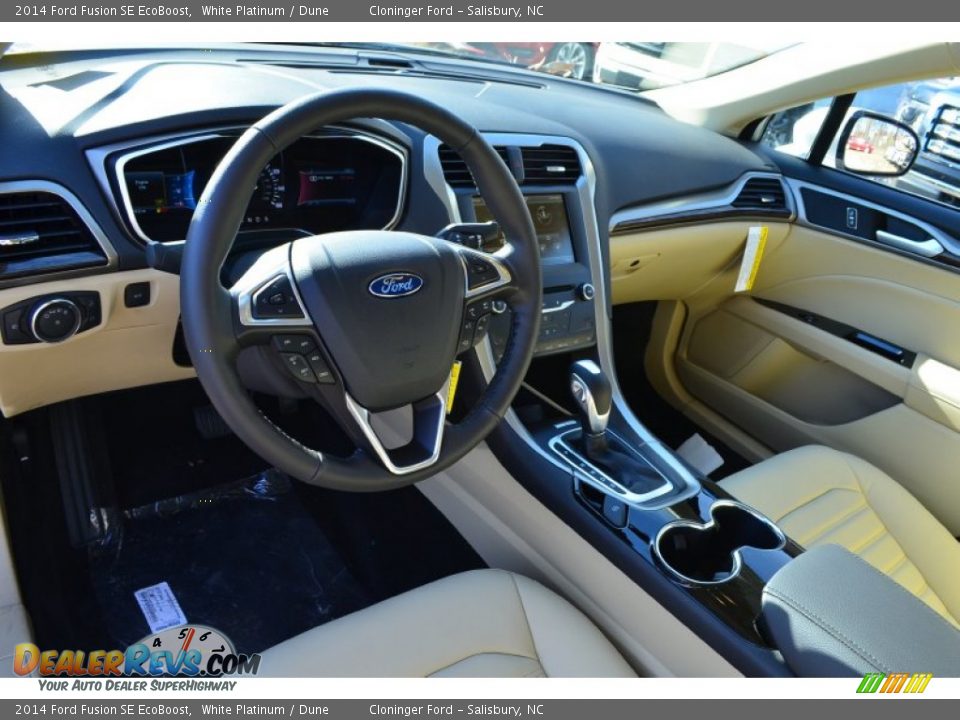 2014 Ford Fusion SE EcoBoost White Platinum / Dune Photo #6