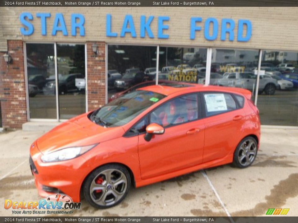 2014 Ford Fiesta ST Hatchback Molten Orange / ST Recaro Molten Orange Photo #1