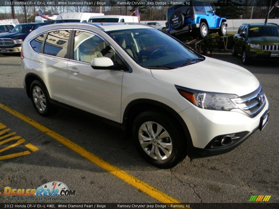 2012 Honda CR-V EX-L 4WD White Diamond Pearl / Beige Photo #4
