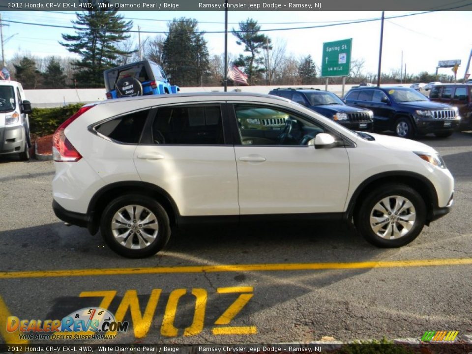 2012 Honda CR-V EX-L 4WD White Diamond Pearl / Beige Photo #5