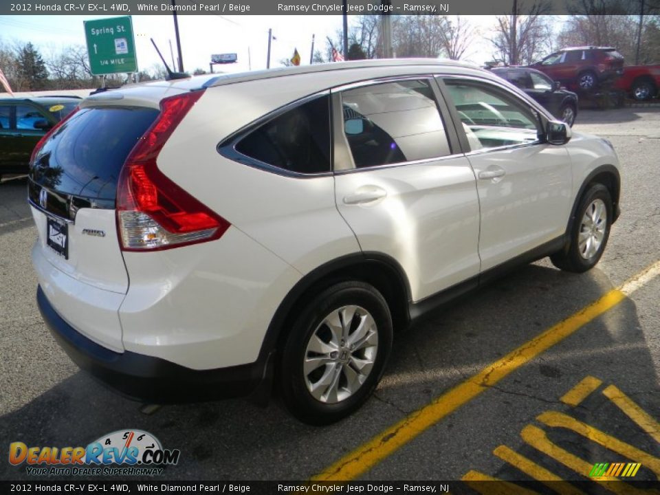 2012 Honda CR-V EX-L 4WD White Diamond Pearl / Beige Photo #6